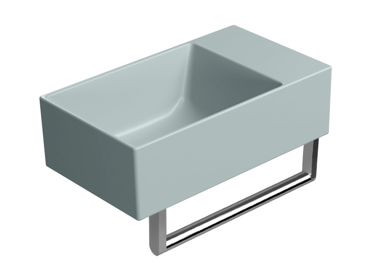 KUBE X keramické umývátko 40x23cm, bez otvoru, pravé/levé, ghiaccio mat 9484015