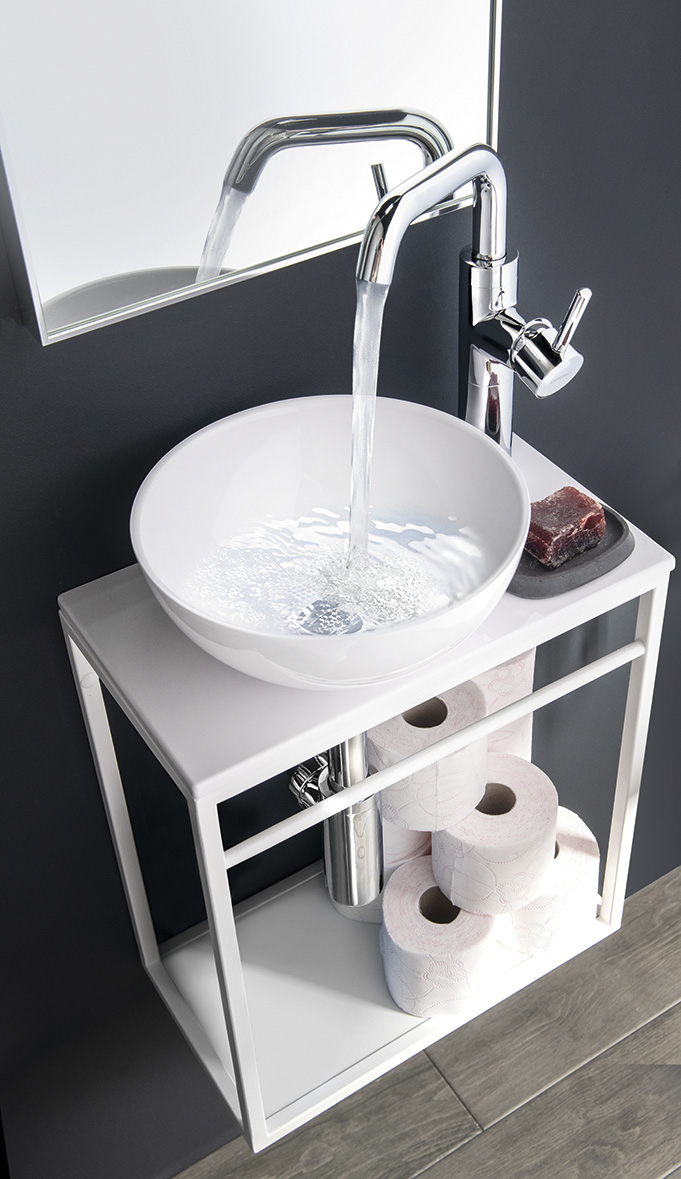 MINOR umývátko na desku, litý mramor, Ø 26cm, bílá MR260