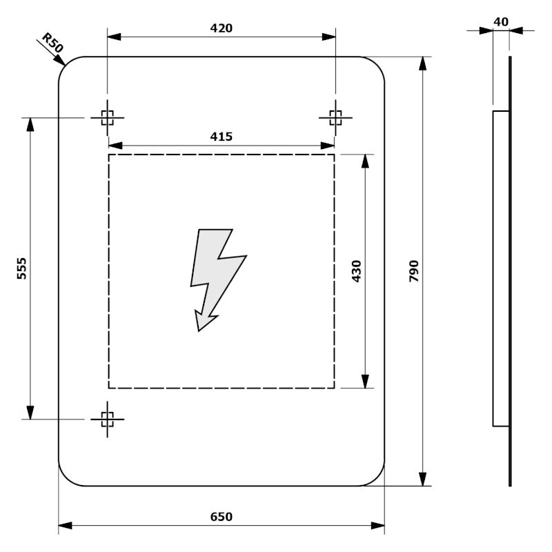 SENFINECO zrcadlo s LED osvětlením 65x79cm, 3D efekt SF115