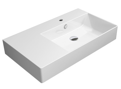 KUBE X keramické umyvadlo 80x47cm, s odkládací plochou vlevo, bílá ExtraGlaze 9457111