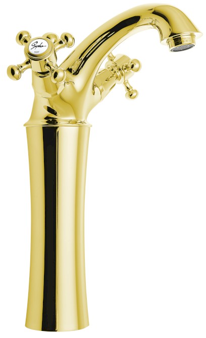 ANTEA stojánková umyvadlová baterie vysoká s výpustí, výška 245mm, zlato 3175L