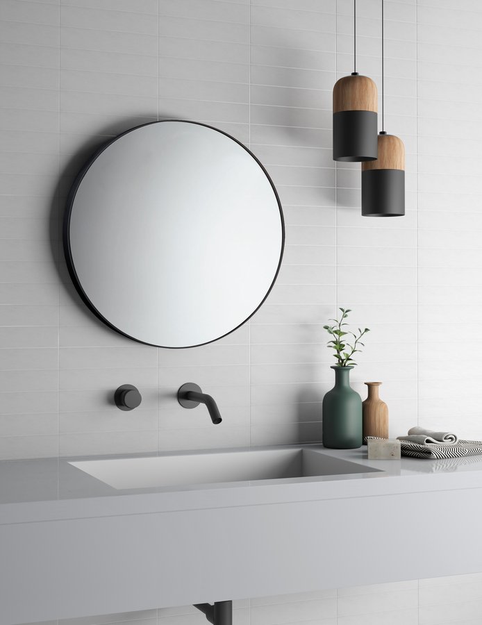 Kulaté zrcadlo v plastovém rámu ø 60cm, černá 6000