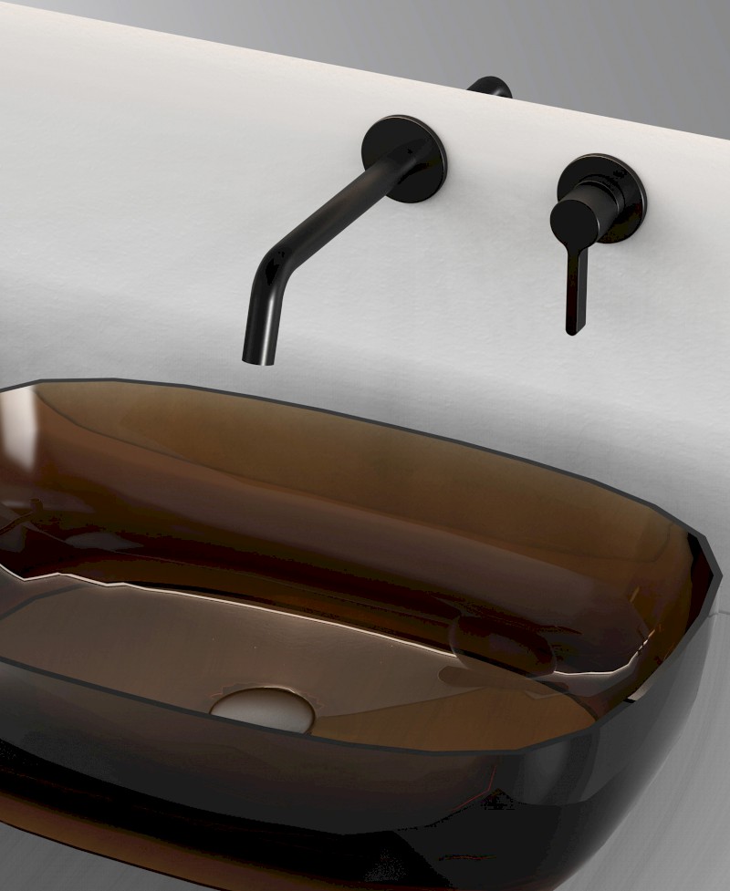 ICONIC podomítková dvouprvková umyvadlová baterie, černá mat AF008B