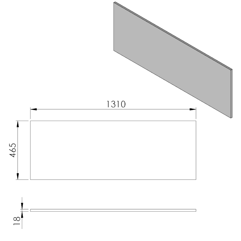 CIRASA deska DTDL 131x1,8x46,5cm, dub stříbrný CR131-1111