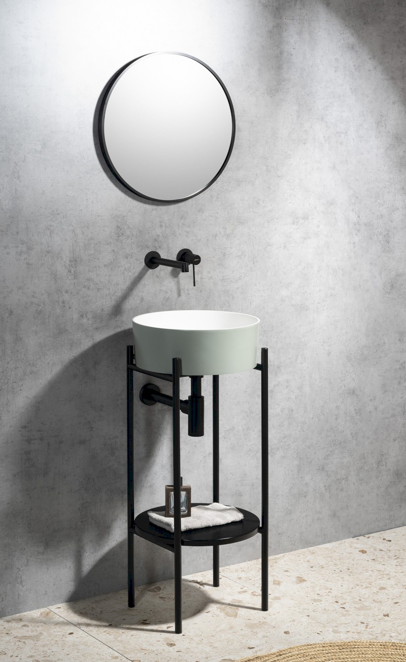 THIN umyvadlo na desku, Rockstone, Ø 38 cm, verde/bílá mat WN548-44