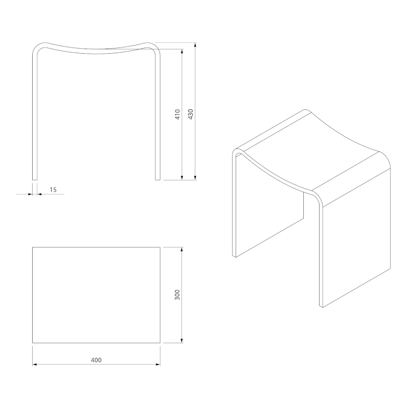 KORAL koupelnová stolička 40x43x30cm, solid surface, bílá mat WF462