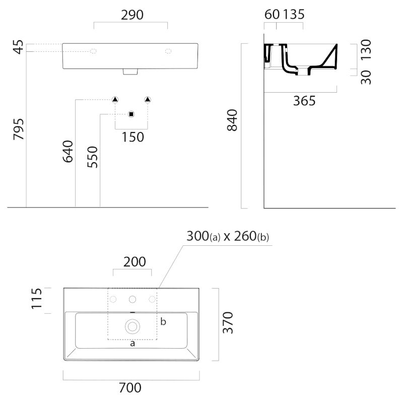 KUBE X keramické umyvadlo 70x37cm, bílá mat 9455109