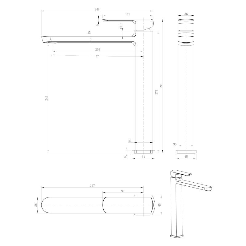 MIXONA stojánková umyvadlová baterie vysoká, chrom MG006