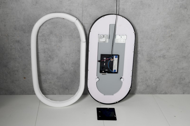 KAIRA oválné zrcadlo s LED osvětlením 45x90cm, černá mat KA450