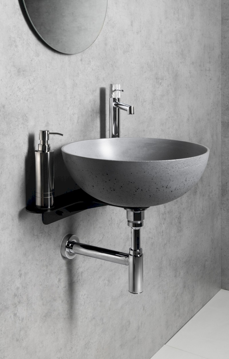 FORMIGO betonové umyvadlo na desku, Ø 39cm, šedá mat FG317