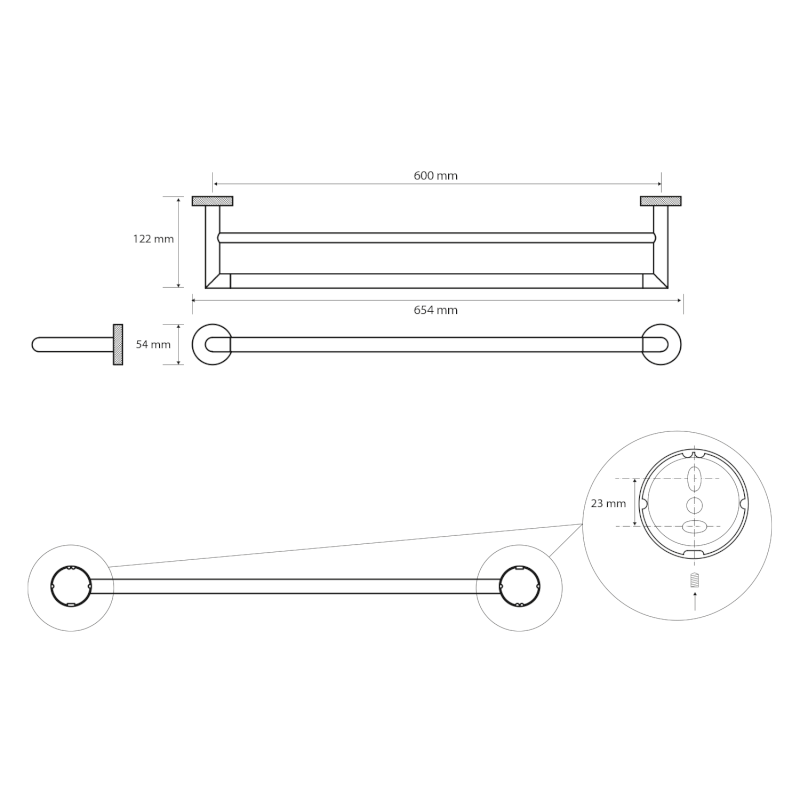 LARISSA dvojitý držák ručníků 600mm, chrom WS011