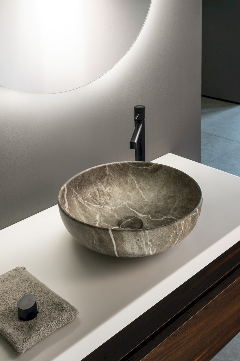 RONDANE keramické umyvadlo na desku Ø 41cm, breccia mramor AR435BM