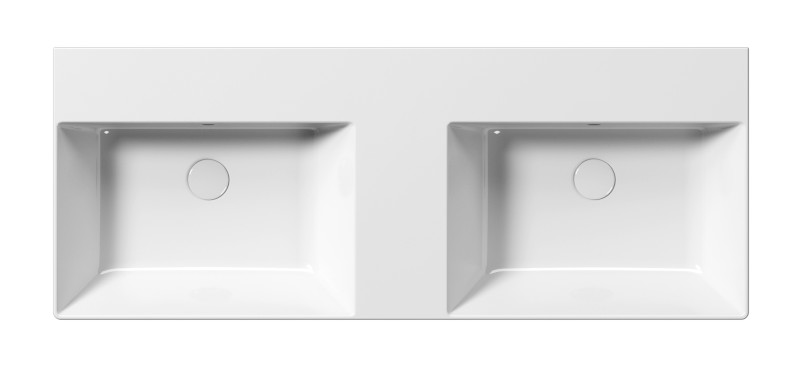 KUBE X keramické dvojumyvadlo 120x47cm, bez otvoru, bílá ExtraGlaze 9425011