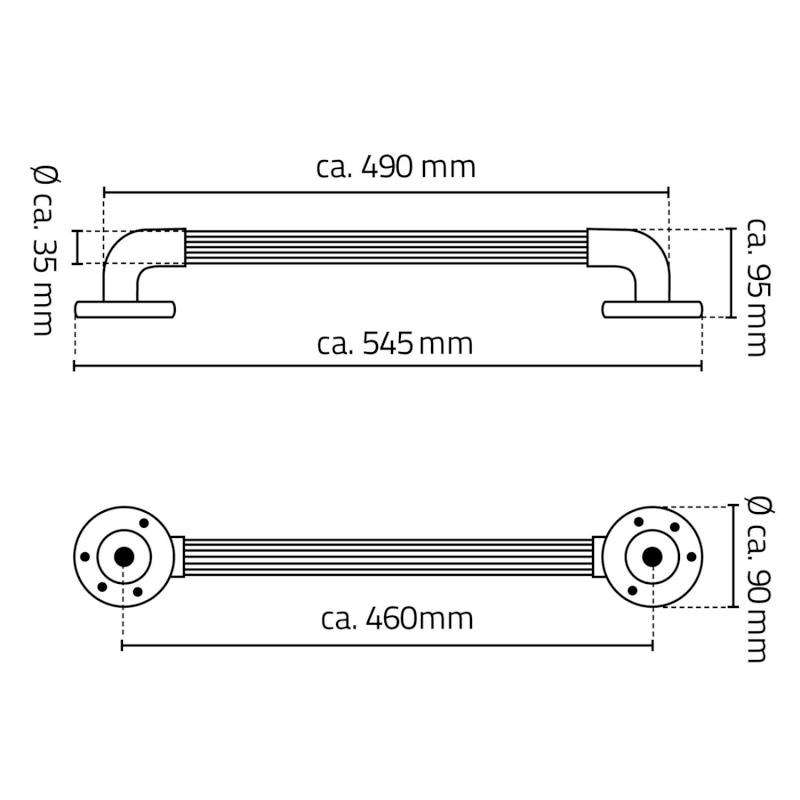 Pevnostní madlo plastové, 450mm, chrom A1014537