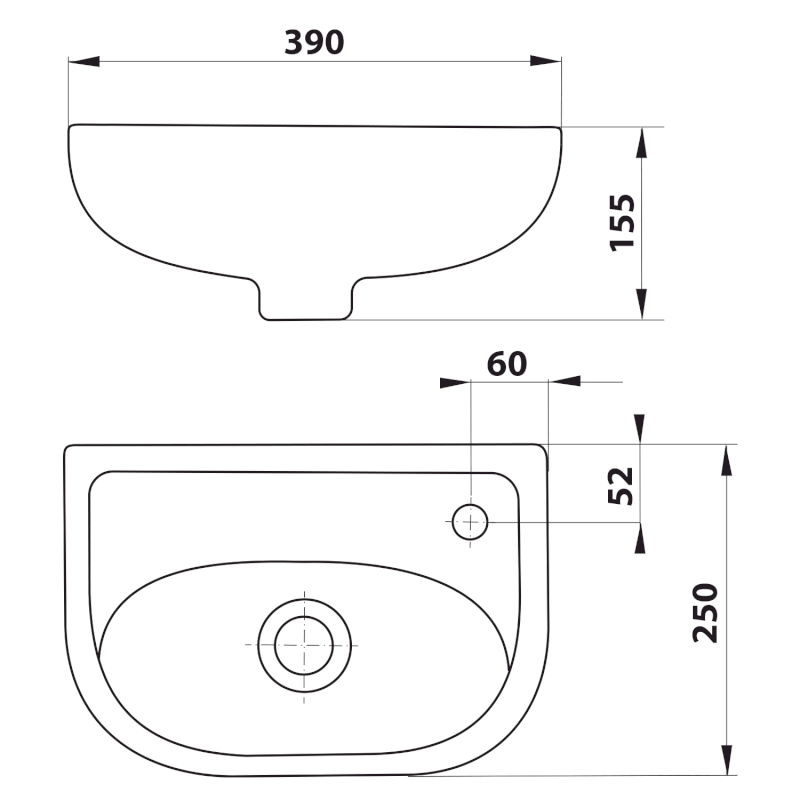 Keramické umývátko 40x25cm, bílá 4000