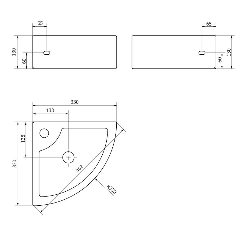 GYNT keramické umyvadlo, rohové, 33x33cm, bílá AR154