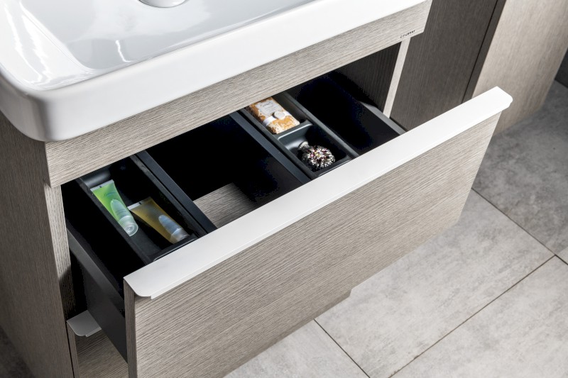 SITIA umyvadlová skříňka 56,4x70x44,2cm, 2xzásuvka, dub stříbrný SI060-1111