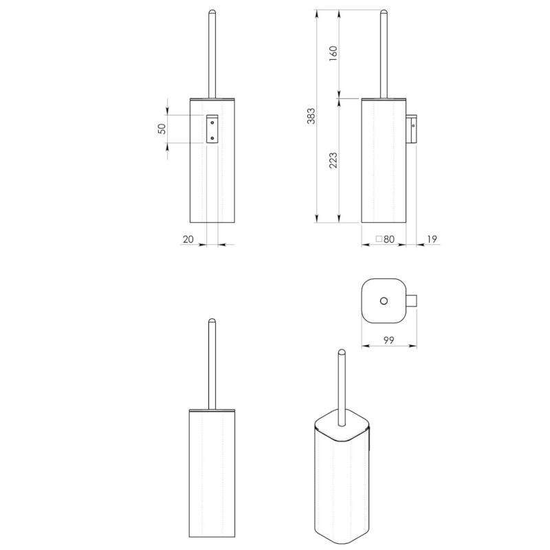 FLORI WC štětka závěsná, bílá mat 32330322