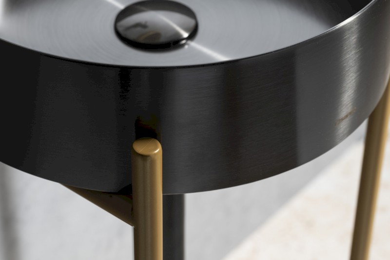 AURUM nerezové umyvadlo na desku, průměr 38cm, včetně výpusti, gun metal AU101