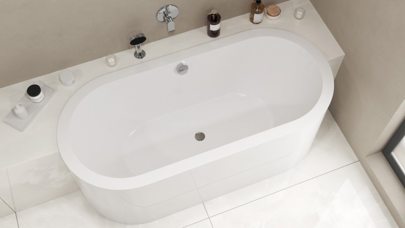 VIVA C MONOLITH oválná polozápustná vana 170x75x60cm, bílá 79119CM