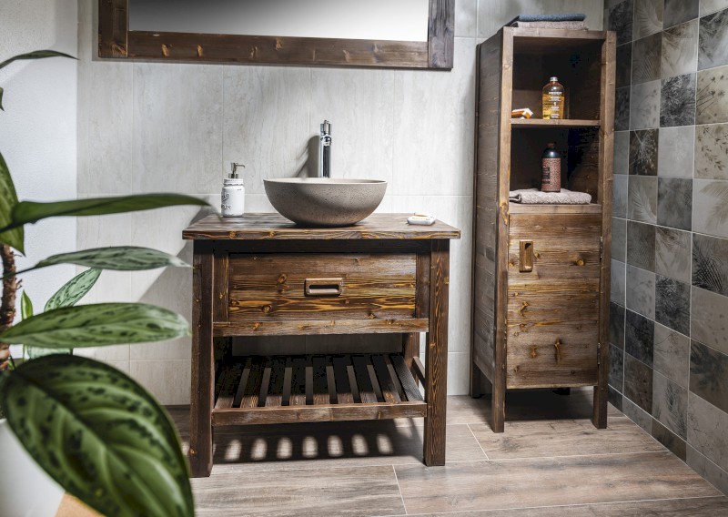 BRAND umyvadlová skříňka 80x73x50cm, mořený smrk BA083S