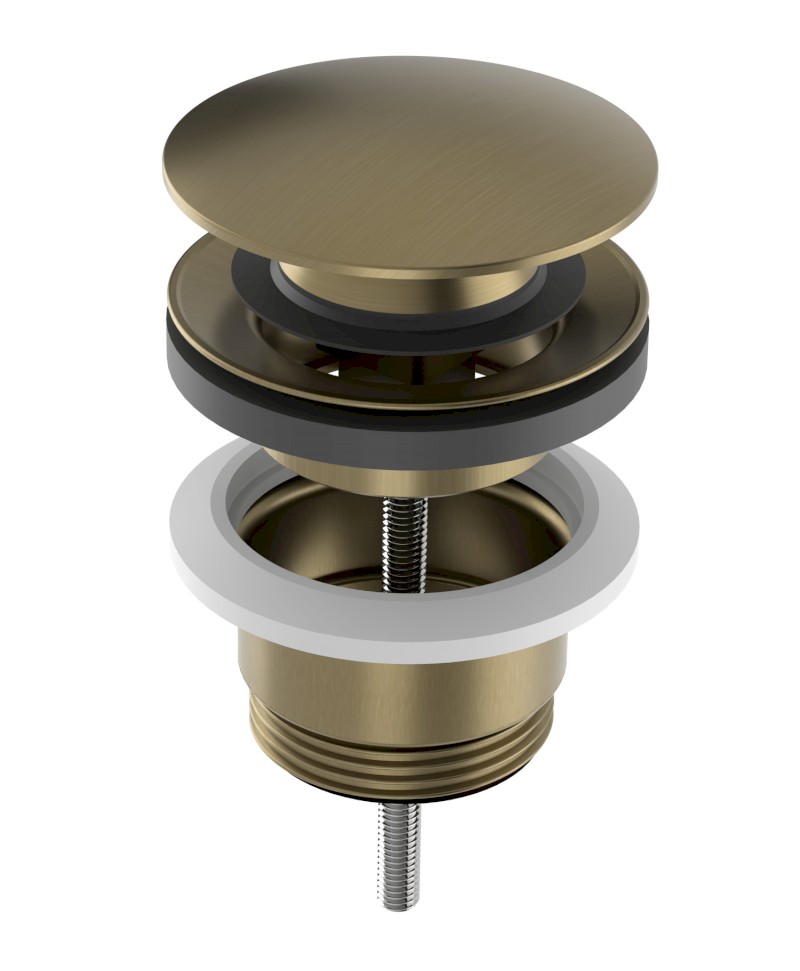 Umyvadlová výpust 5/4“, click-clack, velká zátka, 10-65mm, zlato mat CV1002G