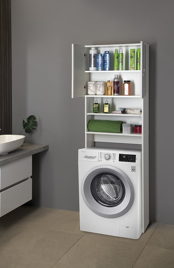 SIMPLEX ECO skříňka za pračku 63x25x190cm, bílá SIME715