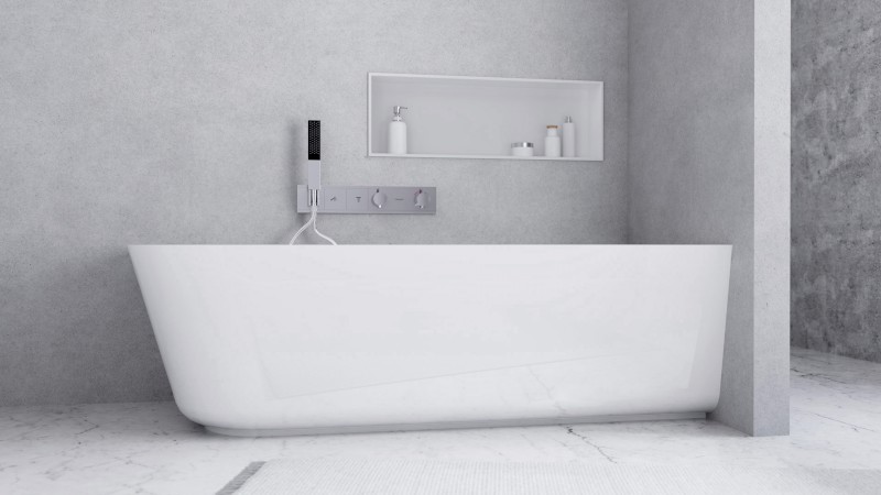 SUSSI R rohová stojící vana, litý mramor 170x70x49,5cm, bílá 90177R