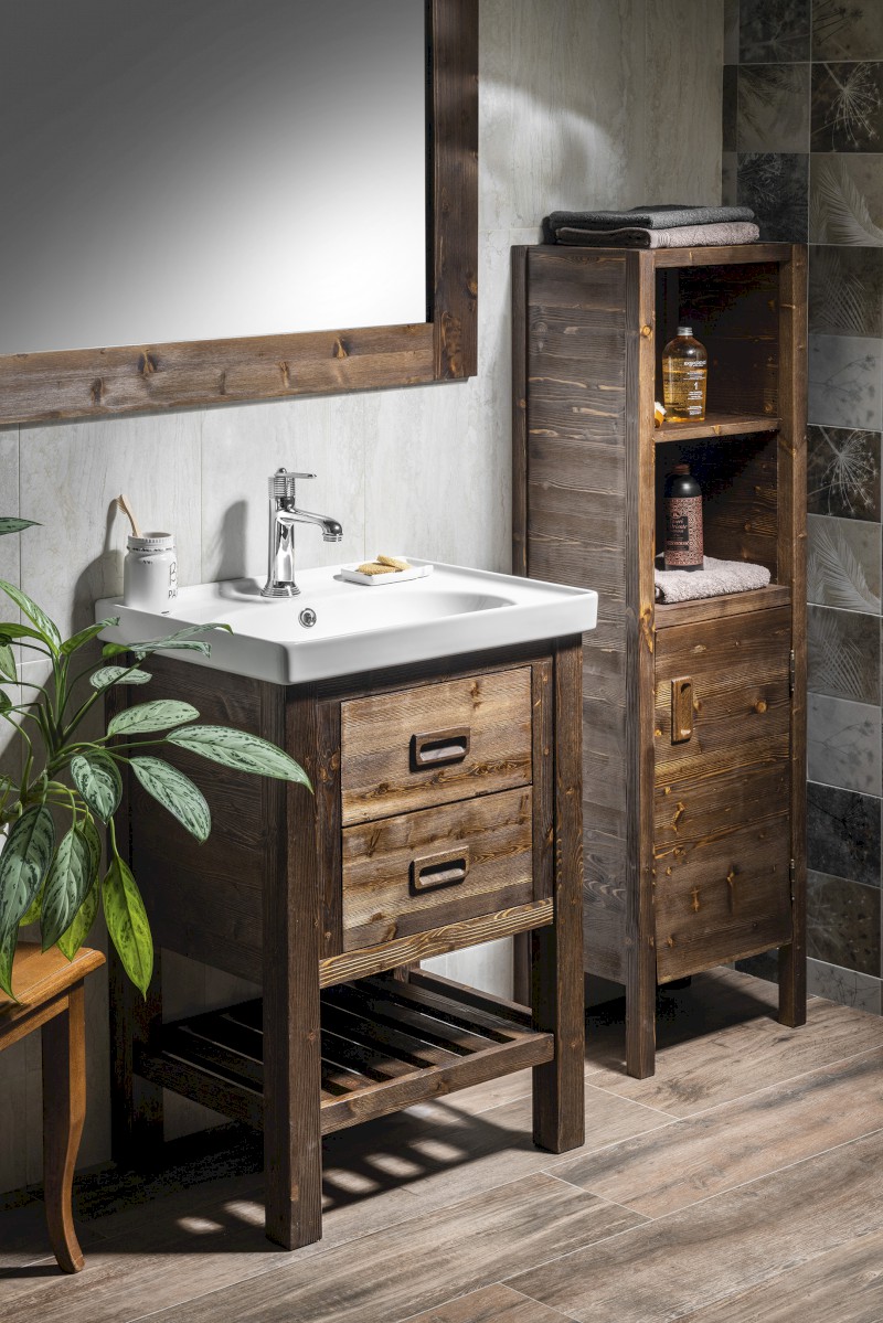 BRAND umyvadlová skříňka 56x83x43cm, mořený smrk BA068S