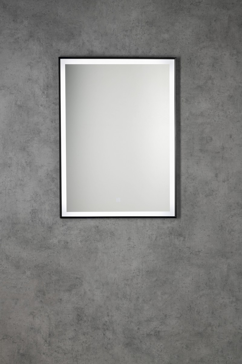 CORNA zrcadlo s LED osvětlením 60x80cm, dotykový senzor, stmívatelné, černá mat CN060