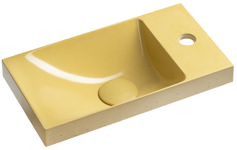 AGOS betonové umývátko 40x22cm, levé/pravé, žlutá pololesk AS40022