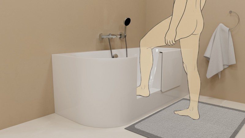 PORTAS R asymetrická vana s dvířky, 160x75x60cm, bílá 75591