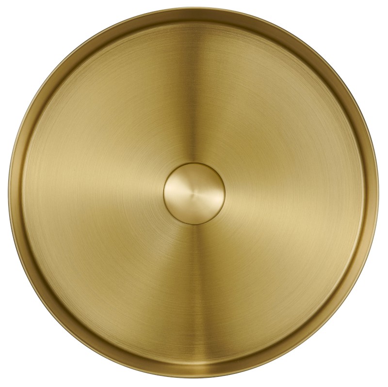 AURUM nerezové umyvadlo na desku, průměr 38cm, včetně výpusti, zlato mat AU201