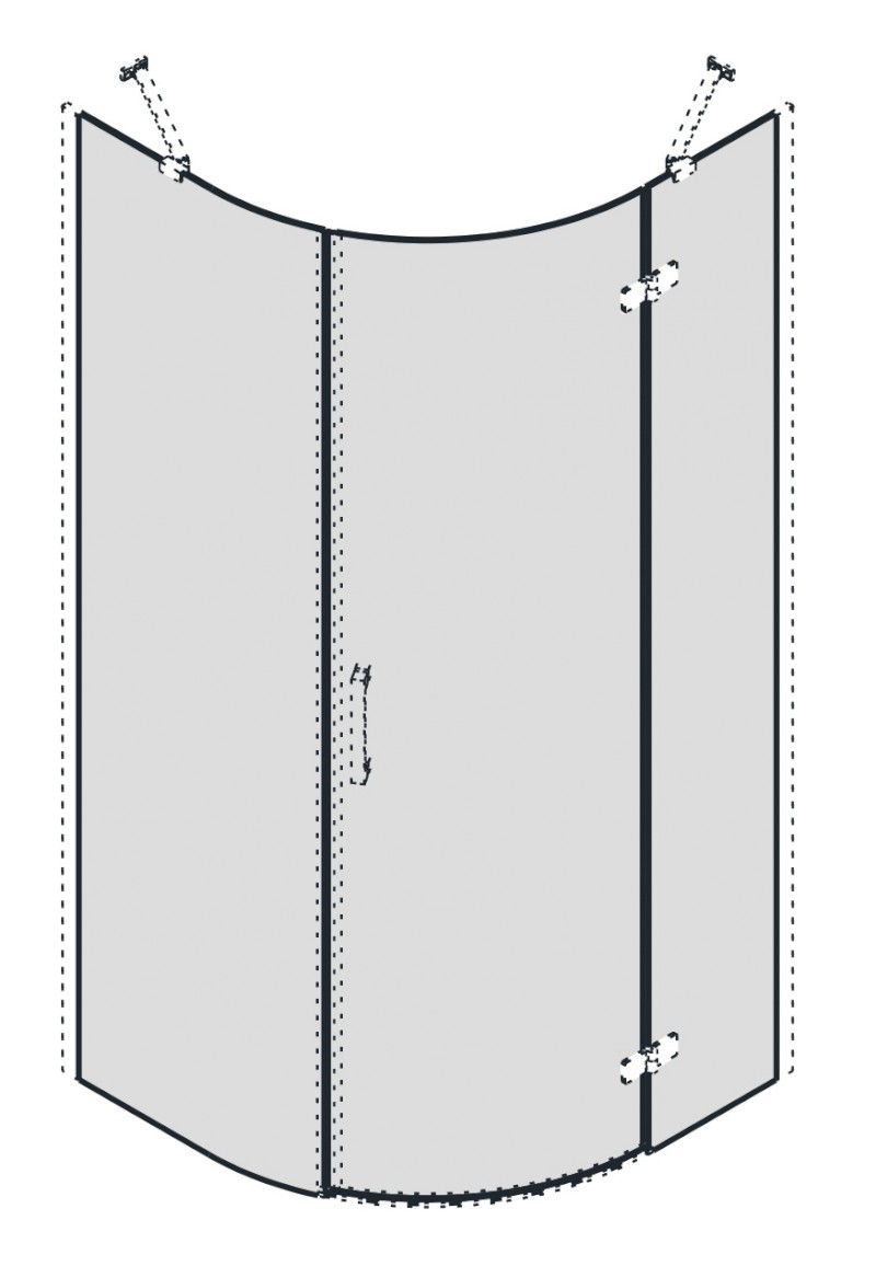 TRINITY skleněné díly čtvrtkruhová zástěna 900x900, sklo čiré, pravé GT6590CR