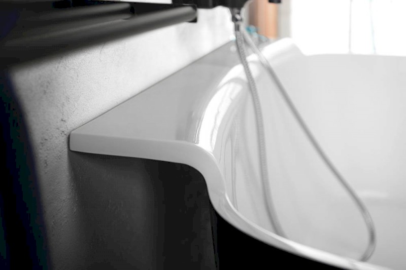 NIGRA volně stojící vana litý mramor 158x80x45cm, černá/bílá 72975