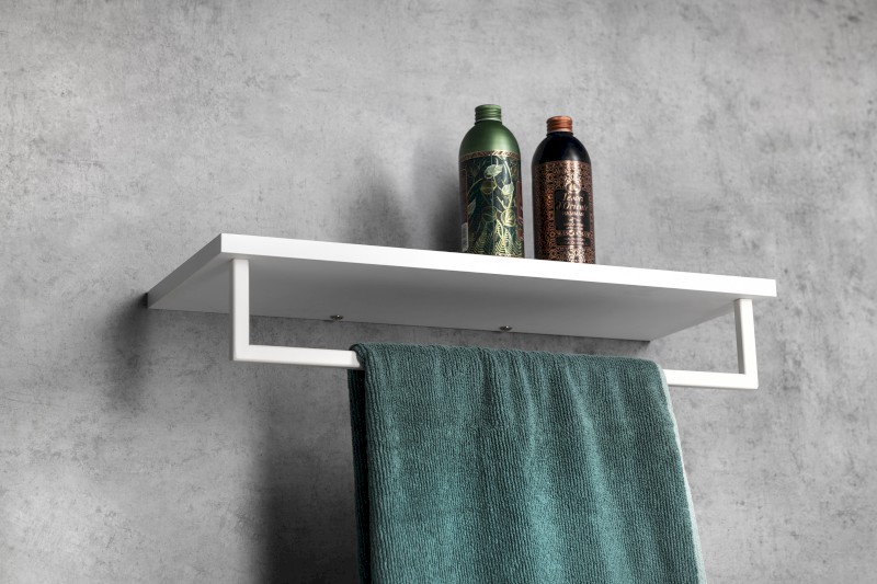 SKA polička na ručníky s hrazdou 600x250mm, bílá mat SKA385W