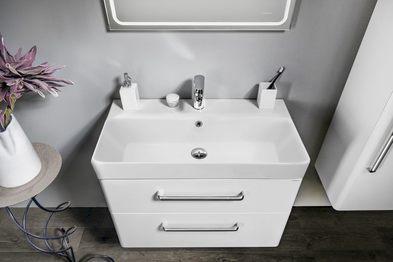 THEIA umyvadlová skříňka 75,6x50x44,2cm, 2xzásuvka, bílá TH080-3030