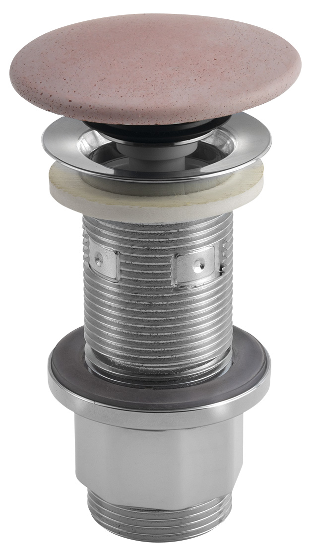 Umyvadlová výpust 5/4“, click-clack, betonová zátka, 10-80mm, růžová mat FG921