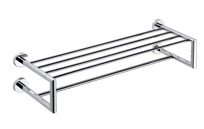X-ROUND polička na ručníky dvojitá s hrazdou 600x160x225mm, chrom XR416
