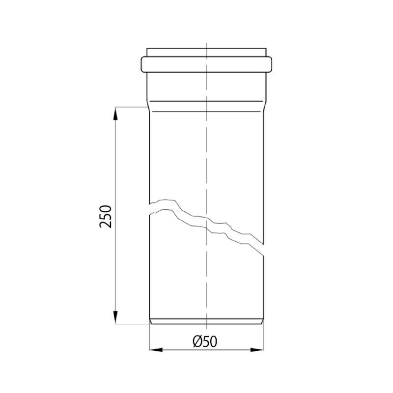 Prodlužovací odpadní trubka sifonu, DN50/250mm, bílá 151.183.0