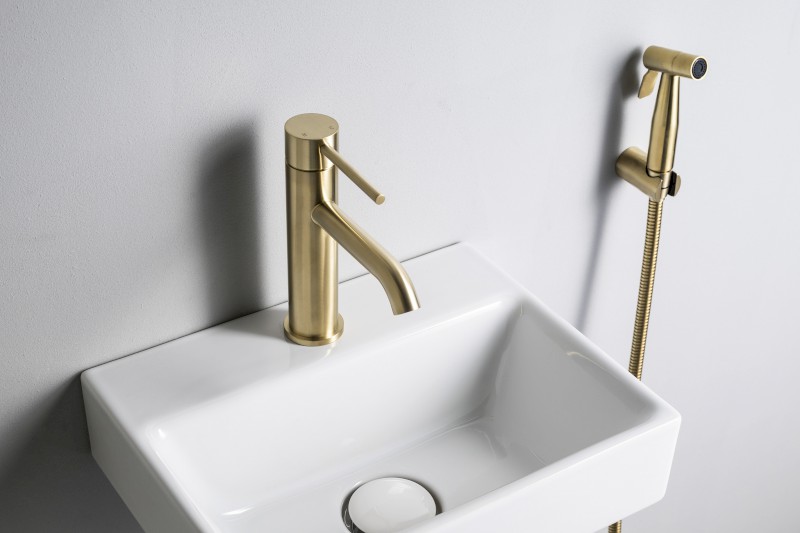 RHAPSODY stojánková umyvadlová baterie s bidetovou sprchou, zlato mat 1209-09GB