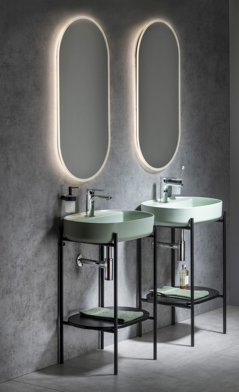 INFINITY OVAL keramické umyvadlo na desku, 60x40cm, zelená mint 10NF65060-2T