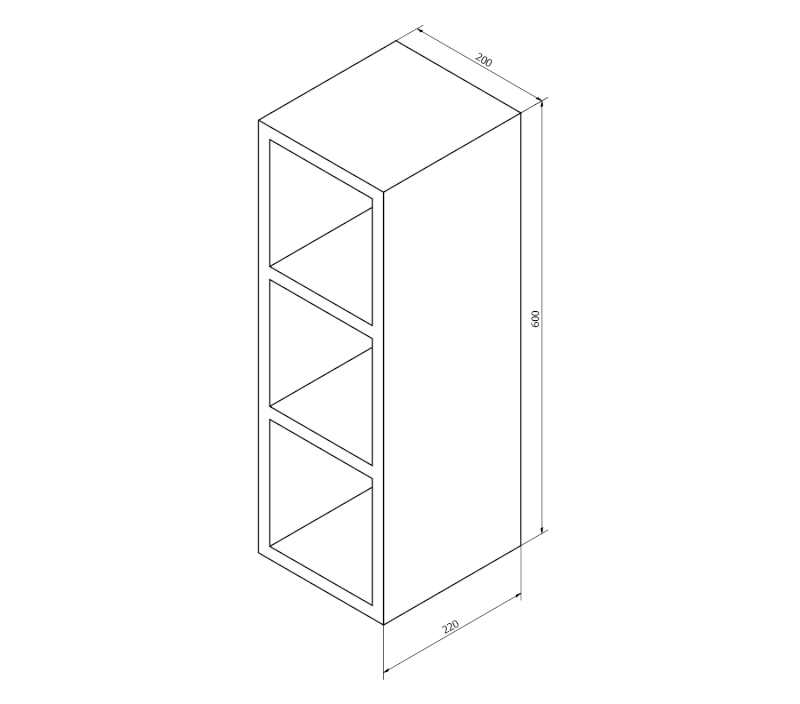 ESPACE otevřená policová skříňka 20x60x22cm, dub alabama ESC140-2222