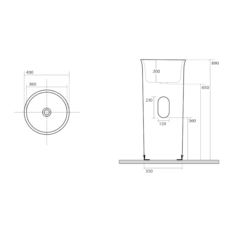 THE NEW YORKER keramické umyvadlo volně stojící ke stěně, 40x89x40cm, bílá 564501