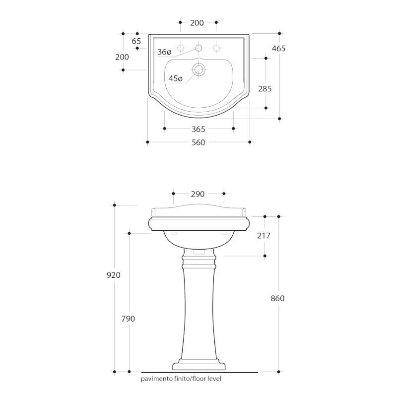 RETRO keramické umyvadlo 56x46,5cm, bílá 104501