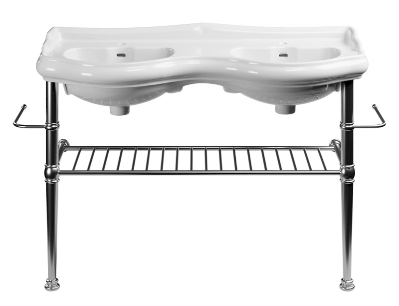 RETRO konstrukce pro dvojumyvadlo 120cm s policí, chrom 730190