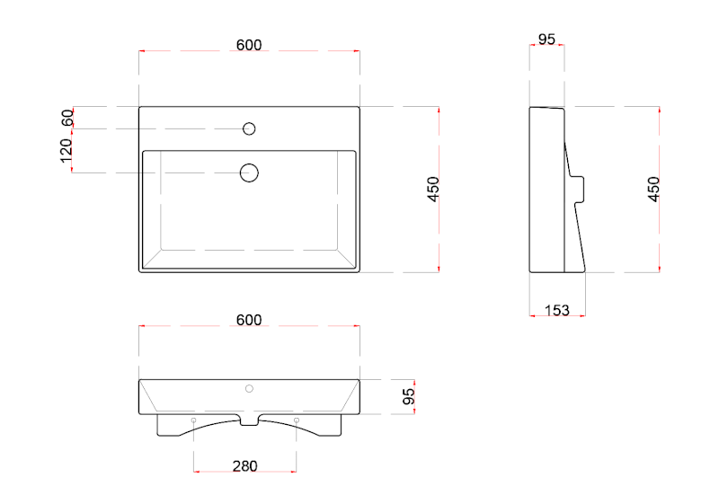 KARE 60 keramické umyvadlo nábytkové 60x46cm, bílá 17060