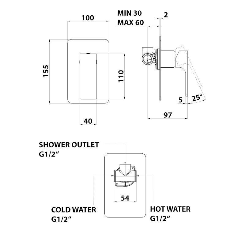FORATA podomítková sprchová baterie, 1 výstup, chrom FT041