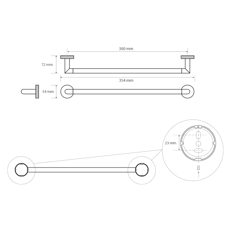 LARISSA držák ručníků 300mm, černá/měď mat WS009BC