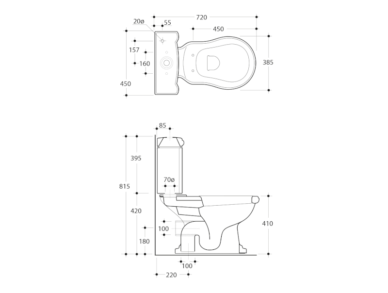 RETRO nádržka k WC kombi, bílá 108101